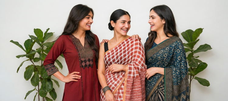 Black border, black checkerd saree with golden dots at the border