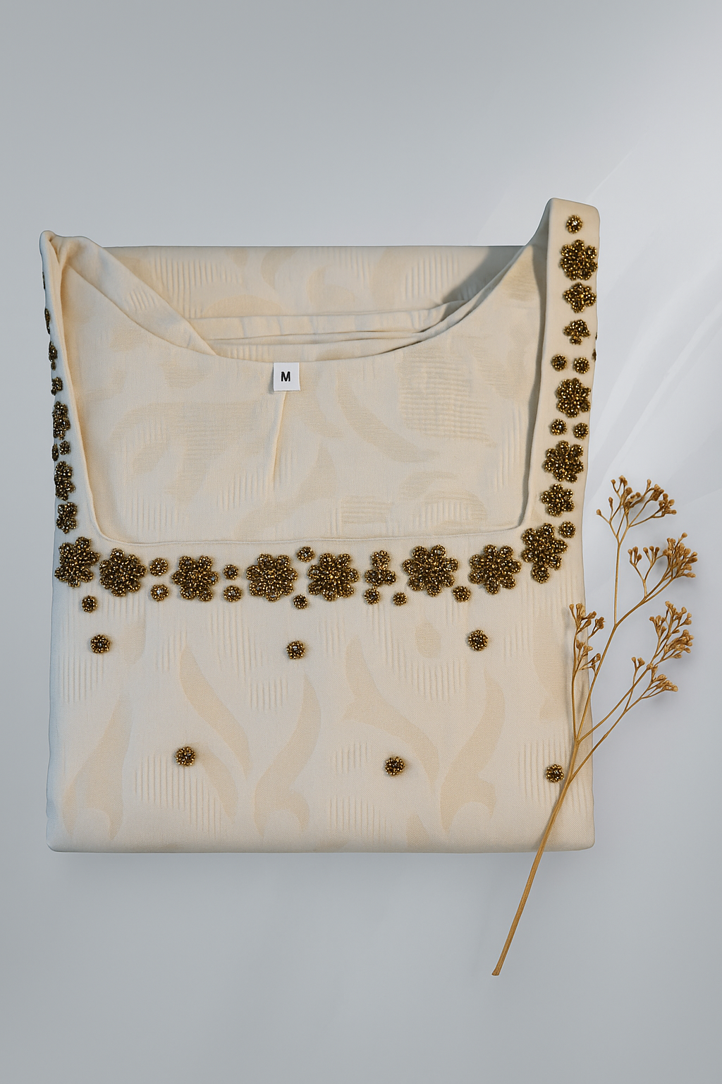 Elegant Off-White Embroidered Semi Silk Kurta for Women | Festive & Party Wear