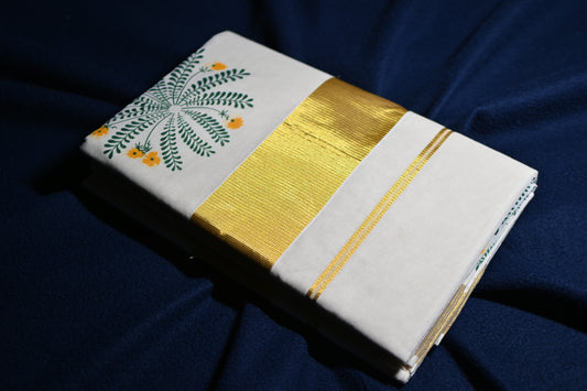 Premium Cotton Saree with Mukutti Floral Motifs