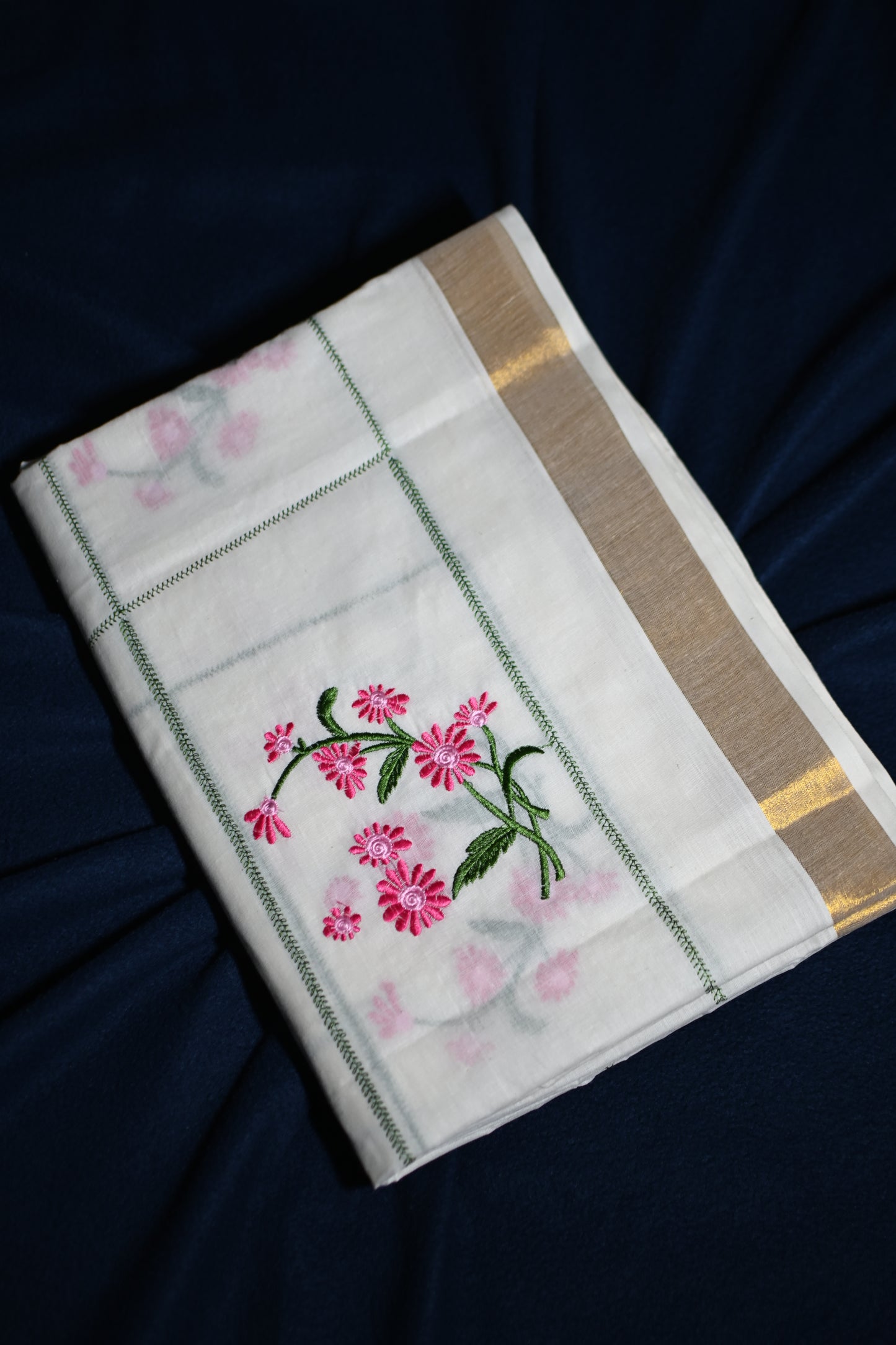 Soft Cotton Embroidered Saree with 2 variants