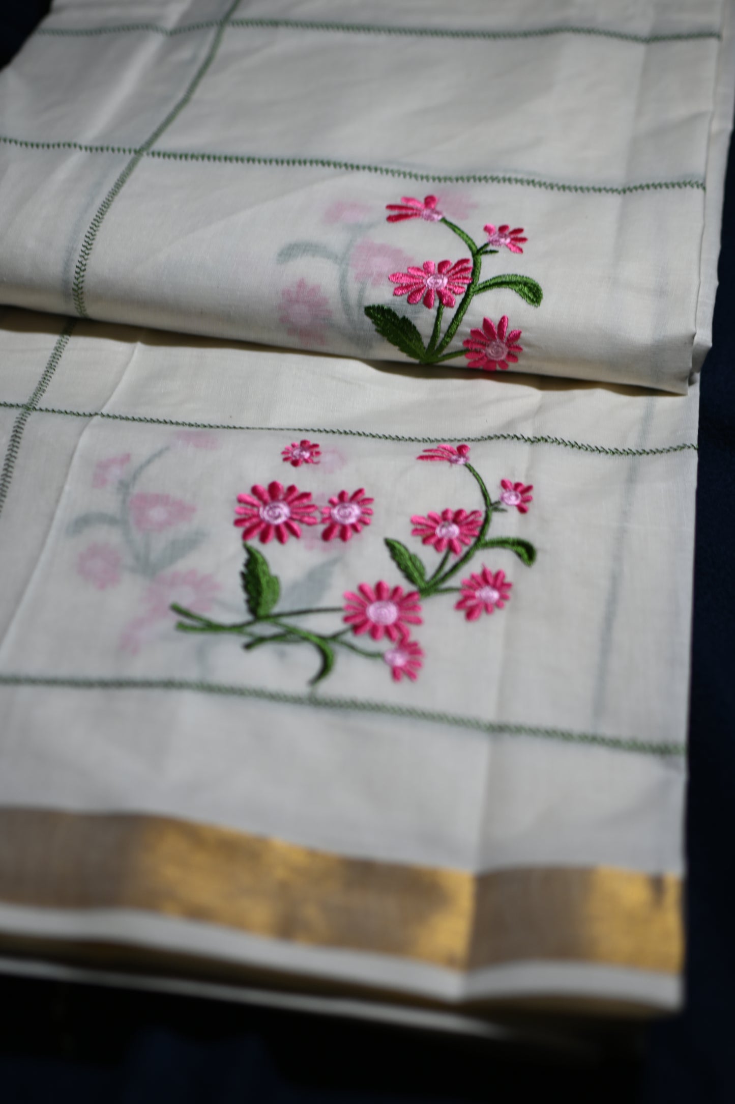 Soft Cotton Embroidered Saree with 2 variants
