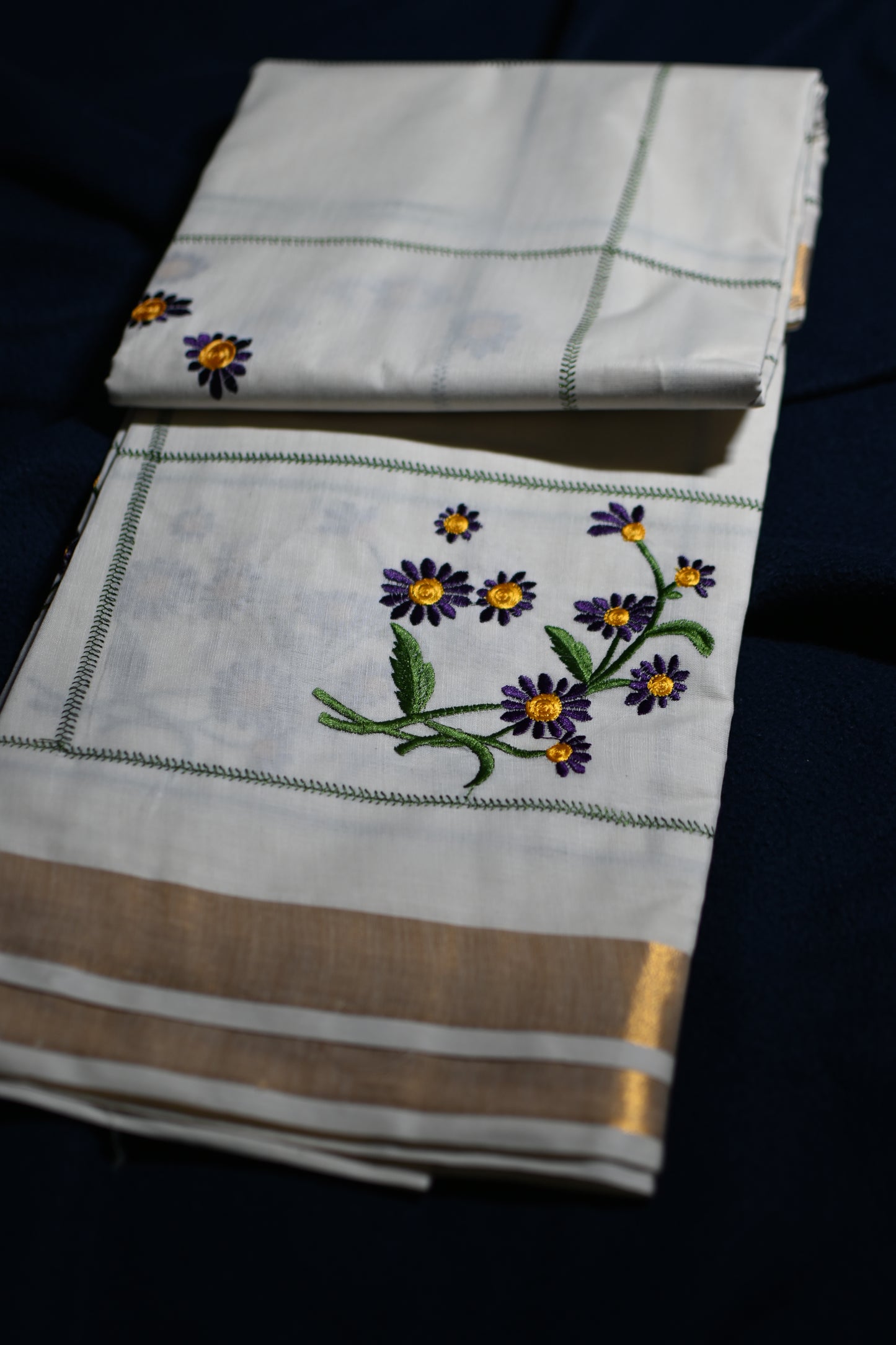 Soft Cotton Embroidered Saree with 2 variants