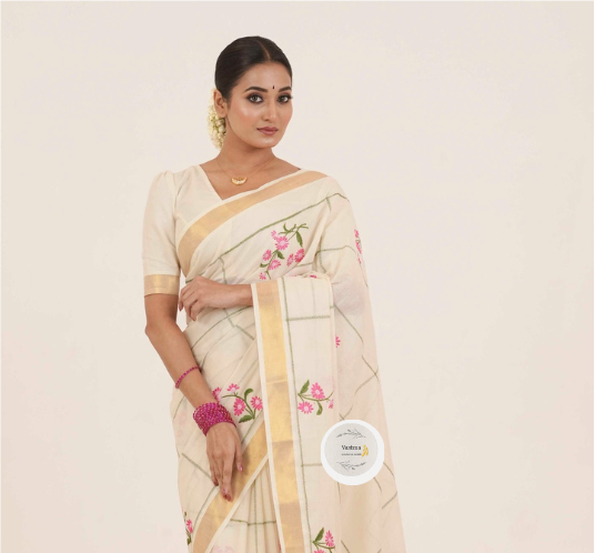 Soft Cotton Embroidered Saree with 2 variants